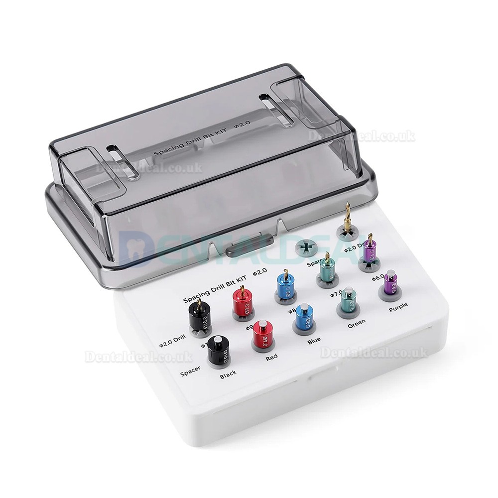 Dental Implant Drill Guide Positioning Kit with Spacing Drill Bits and Sterilization Box